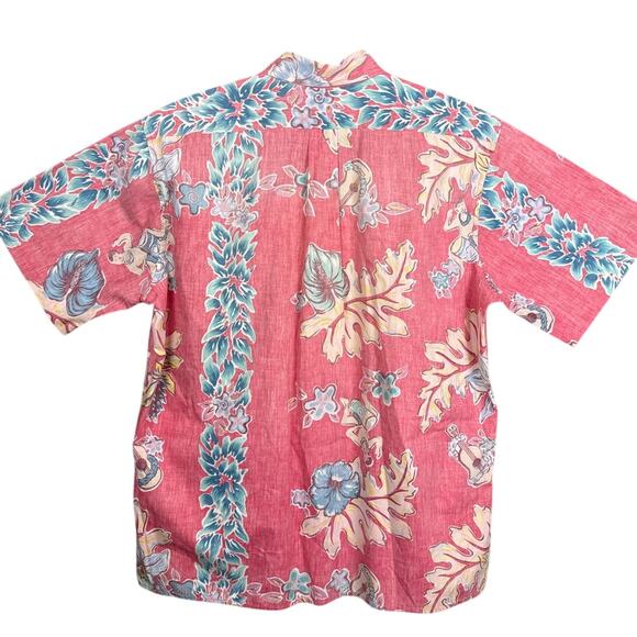 Y2K Vintage Reyn Spooner Hawaiian Camp Shirt Reverse Weave SZ L Ukulele Floral - Picture 2 of 7
